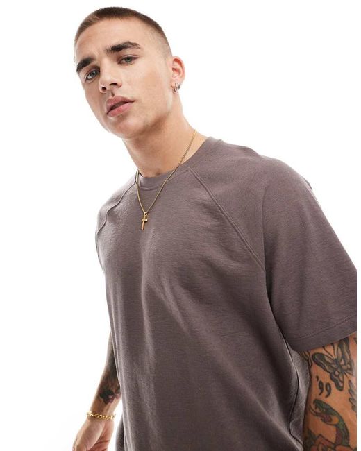 New Look Brown Textured T-shirt for men