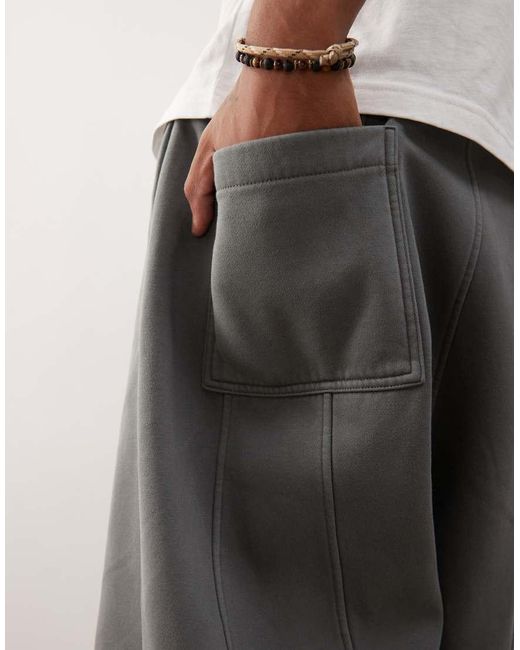 Weekday Oversized Joggingbroek Met Wijde Pijpen En Zichtbare Naad in het Gray voor heren