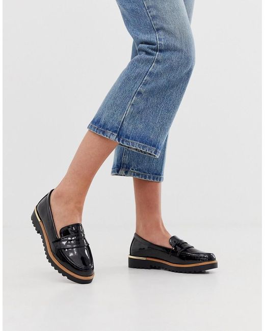 New Look Chunky Patent Loafers in Black 