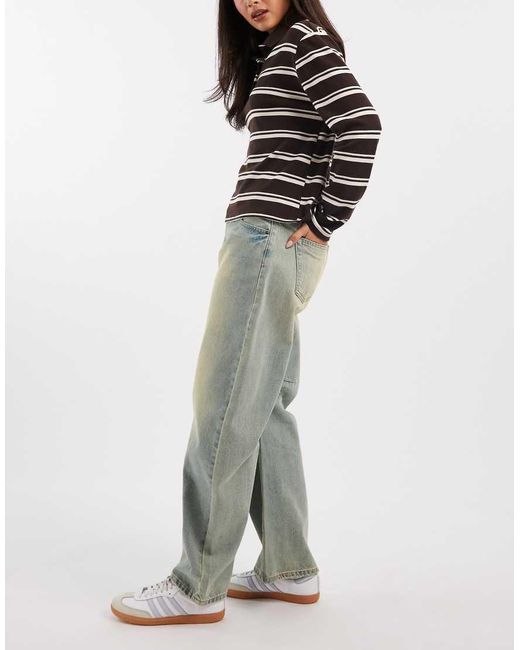 Edikted Blue Cayden Low Rise Washed Barrel Jeans