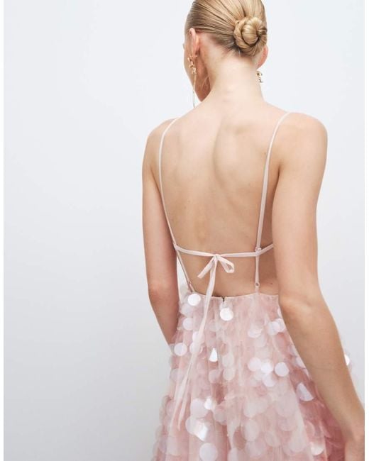 ARRANGE Pink Embellished Sequin Cami Midi Dress With Full Skirt