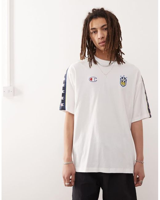 T-Shirt Stile Calcio Bianca di Champion in White da Uomo