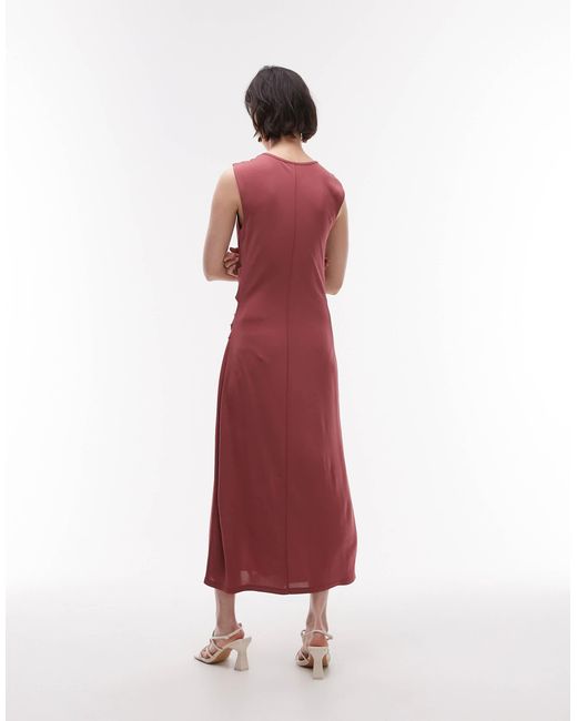 & Other Stories Red Jersey Midaxi Dress With Drape Detail And Asymmetric Wrap Front