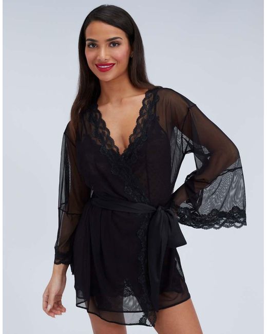 Boux Avenue Blue Mallory Mesh Kimono Robe Soft Sheer Comfy Nightwear