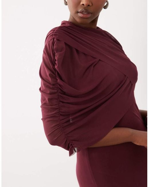 Y.A.S Purple Draping Cape Detail Maxi Dress