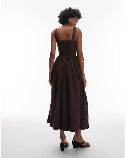 & Other Stories White Midaxi Dress With Fitted Bodice And Volume Hem