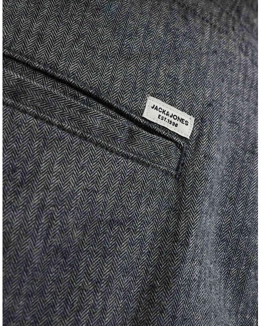 Jack & Jones Gray Tapered Fit Smart Trouser With Drawstring Waist for men