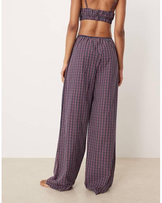 Pantalones De Pijama A Cuadros Rojos Y Azules De Pernera Ancha Con Cinturilla Elástica De Asos Design Tall ASOS de color Purple