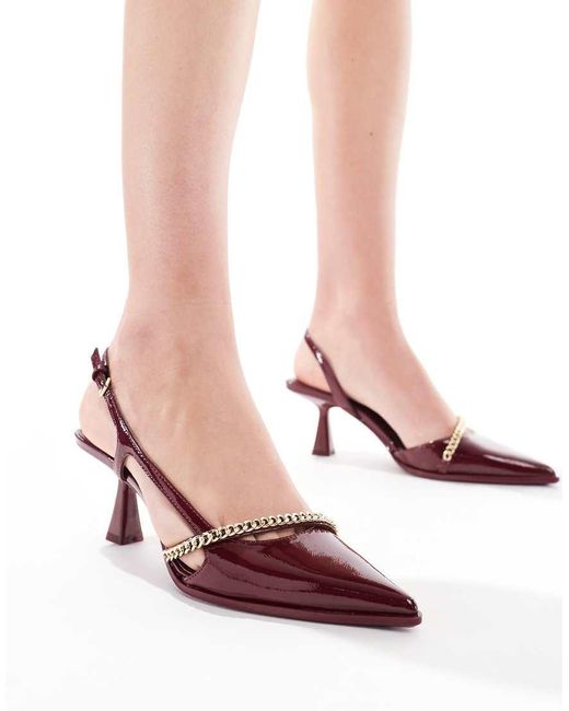 Bershka Pink Pointed Chain Detail Heeled Court Shoes