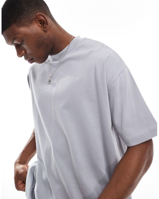 ASOS – oversize-t-shirt aus schwerem stoff in Blue für Herren