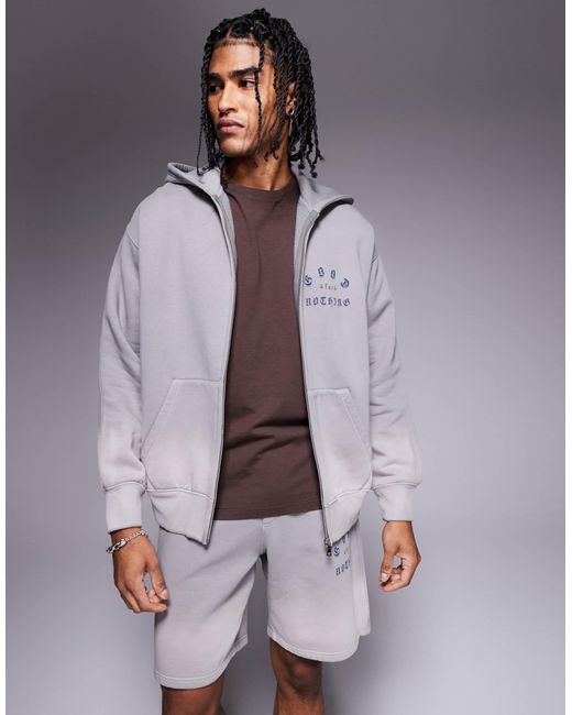 Sweat à capuche d'ensemble zippé avec imprimé au dos Good For Nothing pour homme en coloris Purple