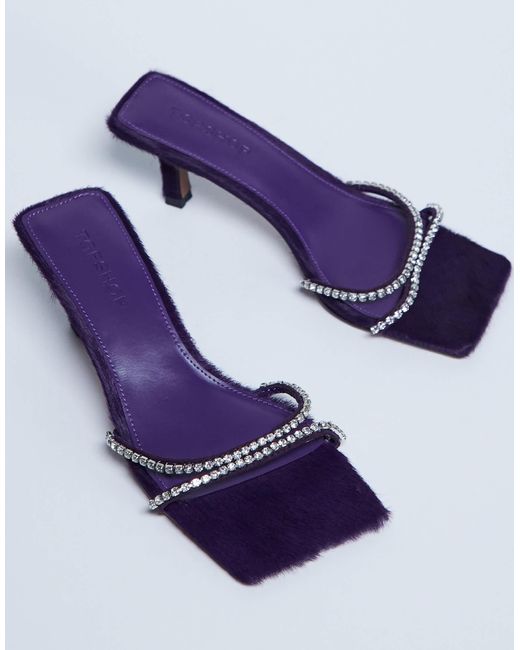TOPSHOP Purple – astrid – mules aus echtleder