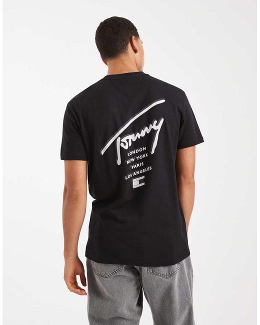 Tommy Hilfiger Black Back Print Signature T-shirt for men