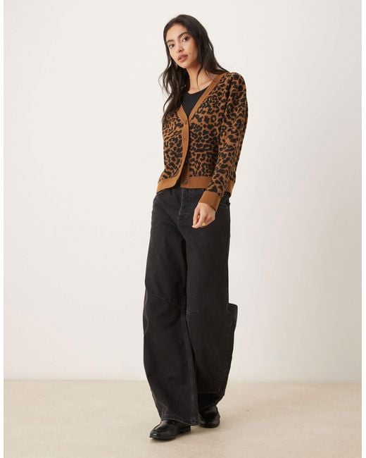 Mango Brown V Neck Cardigan
