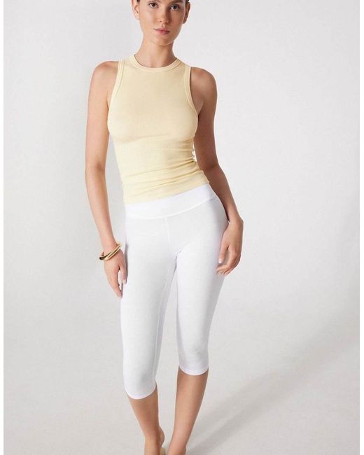 Tezenis White Cotton Capri Leggings