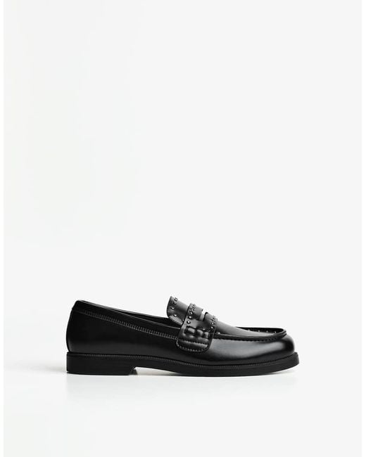 Bershka White Studded Loafers for men