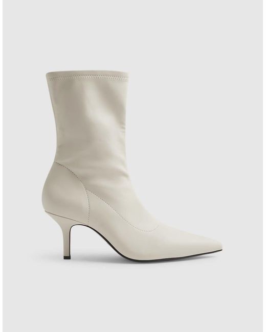 River Island White High Sock Heeled Ankle Boots