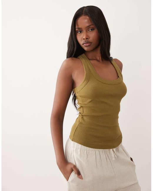 Gina Tricot Green Racer Back Tank Vest Top