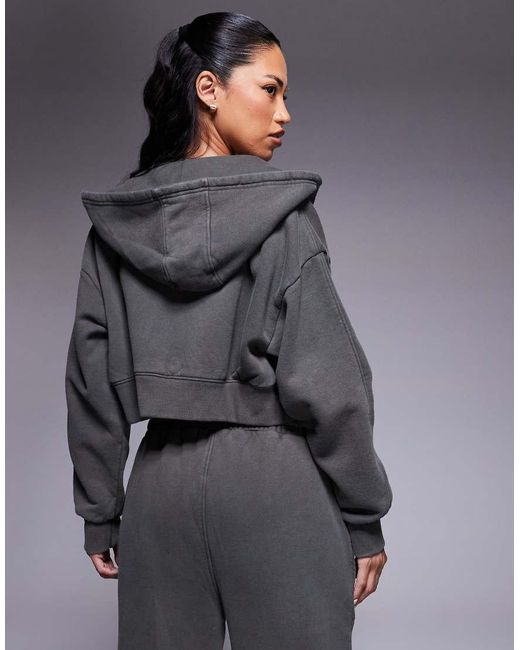 Good For Nothing Gray Cropped Zip Through Hoodie