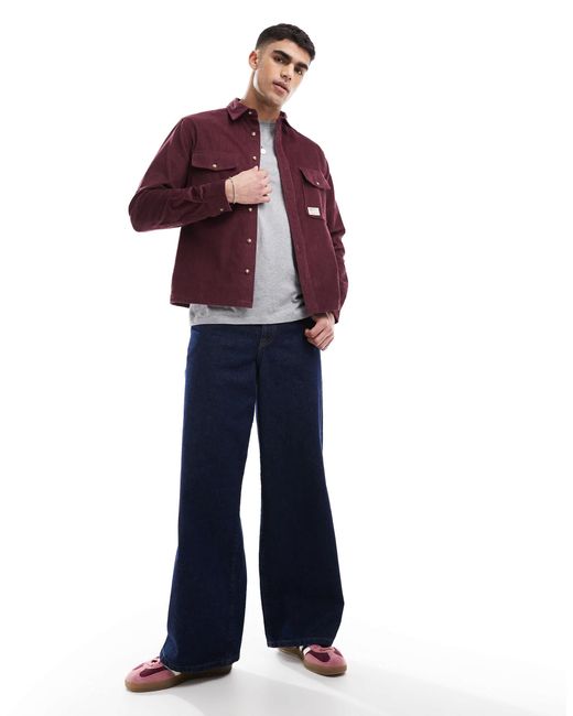 ASOS – kastige cord-hemdjacke in Purple für Herren