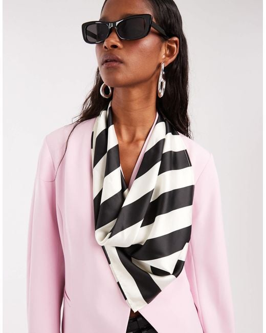 Foulard en satin à rayures - noir ASOS en coloris Multicolor
