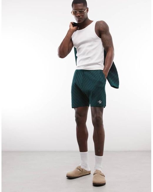 Alma de Ace Green Rezio Knit Shorts Co-Ord for men