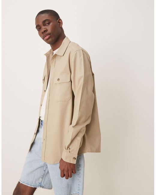 ASOS – baumwoll-hemdjacke in Natural für Herren