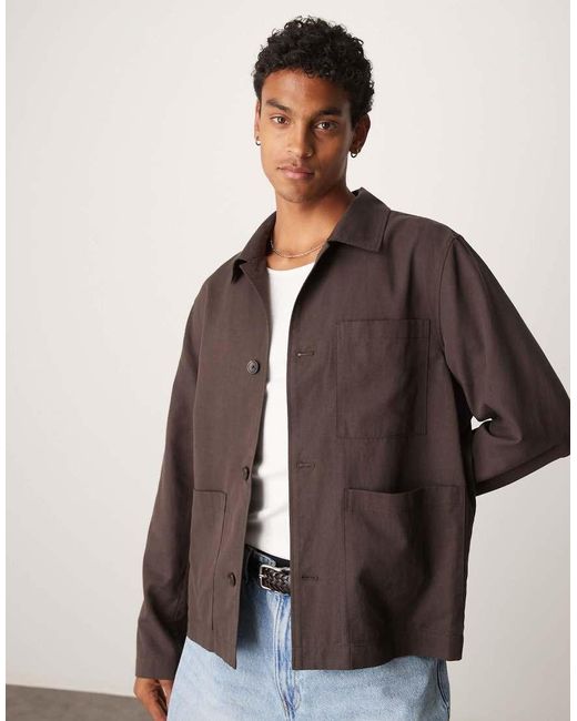 Mango Brown Relaxed Fit Jacket for men