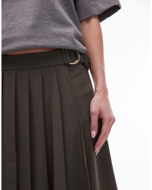 Mango White Split Side Pleated Midi Skirt