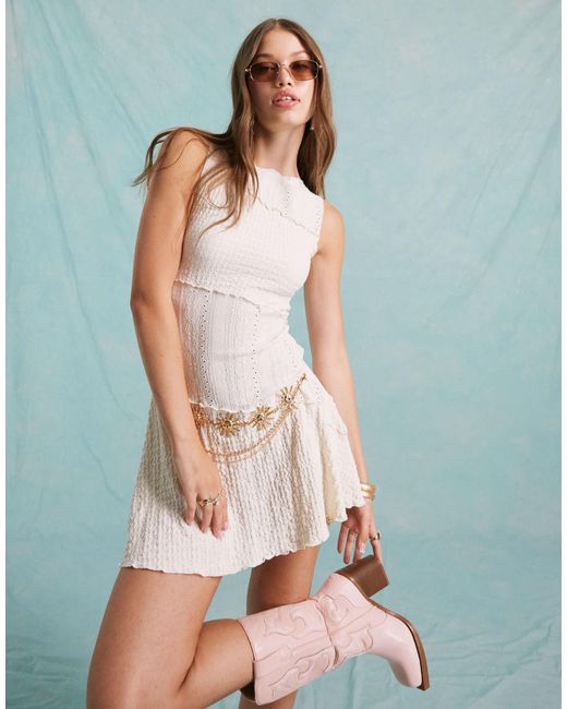 black slip dress white lace Butterfly Applique Satin Midi Slip Dress Black / Robe / L main image 1