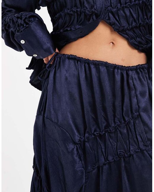 Muse Assembly Blue Gathered Detail Amelia Maxi Skirt