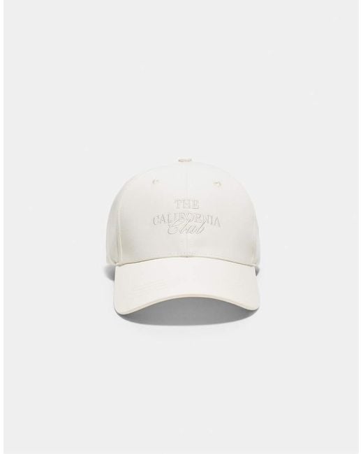 Stradivarius White Embroidered Cap