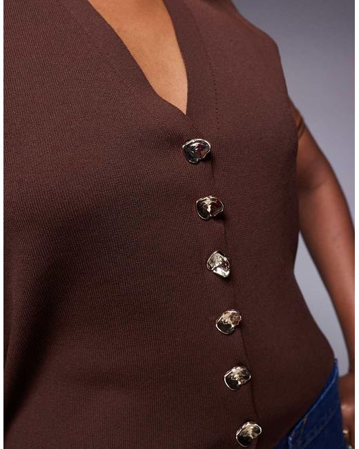 ASOS Blue Compact Knit Vest With Metal Buttons