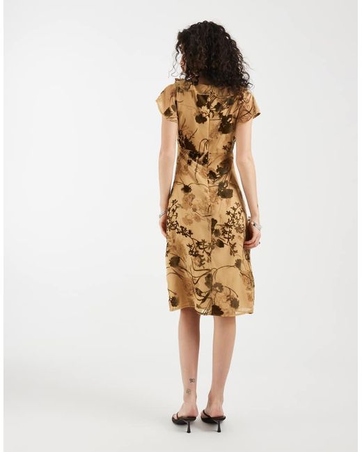 Motel Natural Bhrawa Ruffle Neck Midaxi Dress