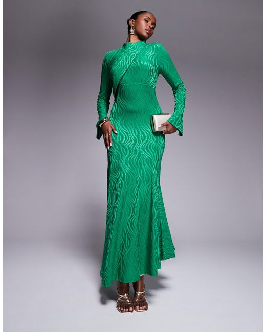 DASKA Green – hochgeschlossenes maxikleid