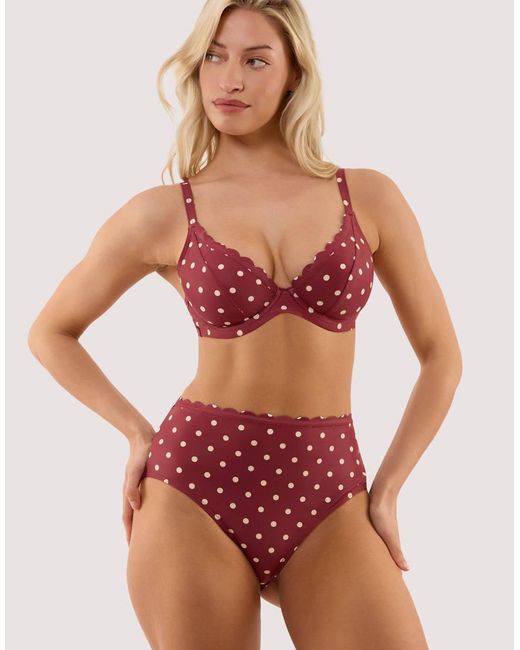 Peek & Beau Red Hazel Wine Spot High Waist Bikini Brief