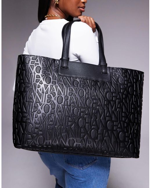 Sac à main motif logo ARMANI EXCHANGE en coloris Blue