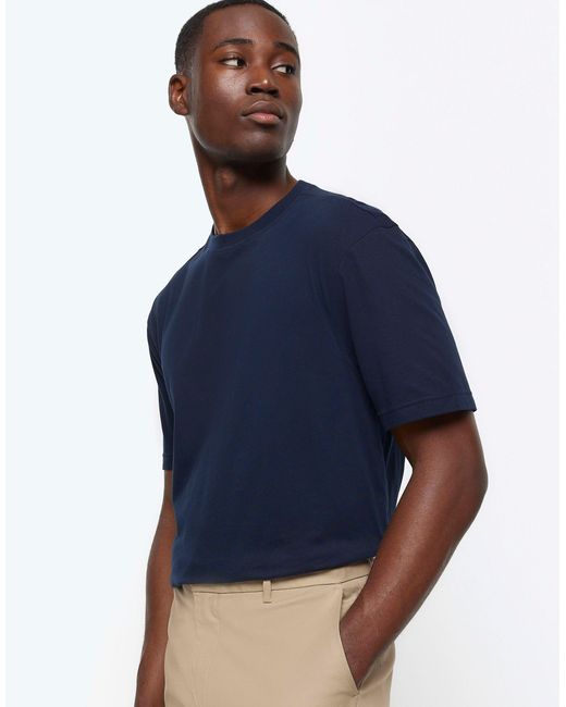 River Island Blue 3 Pack Stone/white/ Regular Fit T-shirt for men