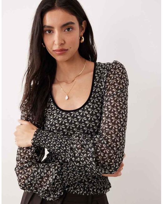 Free People Black Dottie Knit Scoop Top