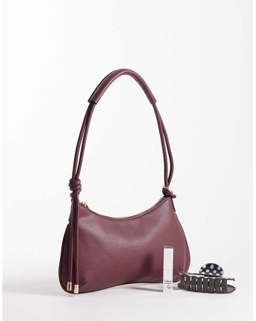 ASOS Red Shoulder Bag With Knot Detail Skinny Strap