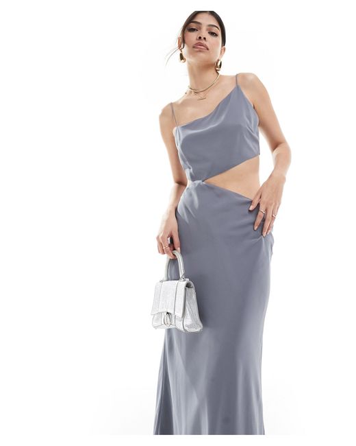 ASOS White Strappy Asymmetric Maxi Dress With Cut Out Detail