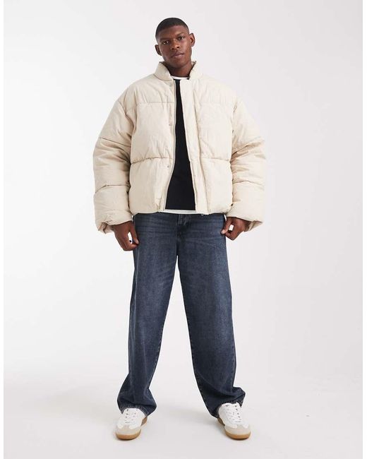 ASOS Natural Oversized Puffer Jacket for men