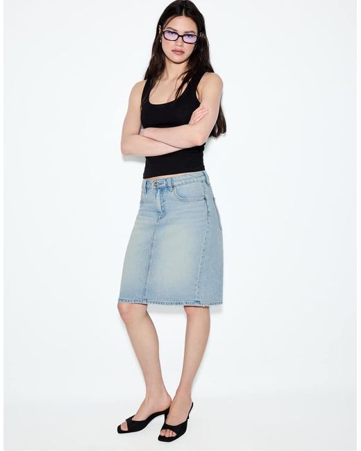 Stradivarius Blue Denim Mini Skirt