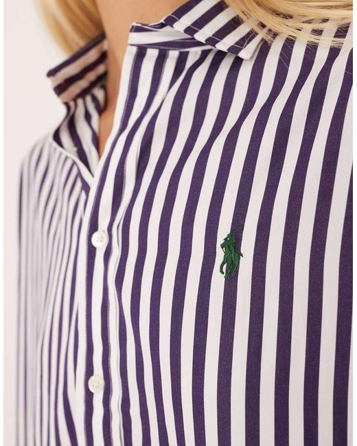 Polo Ralph Lauren Purple Icon Logo Stripe Shirt