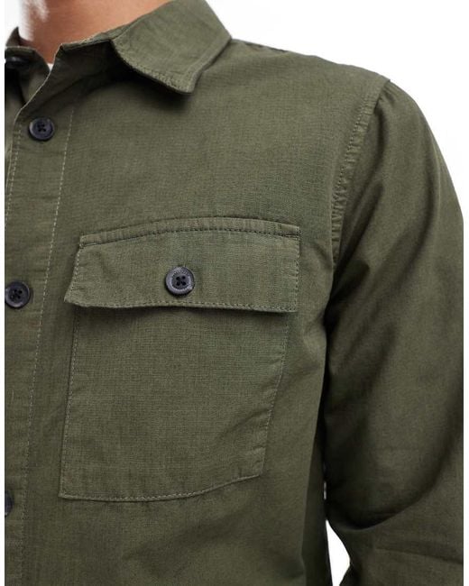 Threadbare Green Lightweight Cotton Overshirt for men