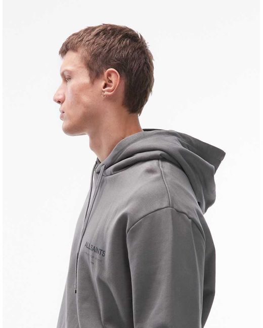 AllSaints Gray Underground Hoodie for men