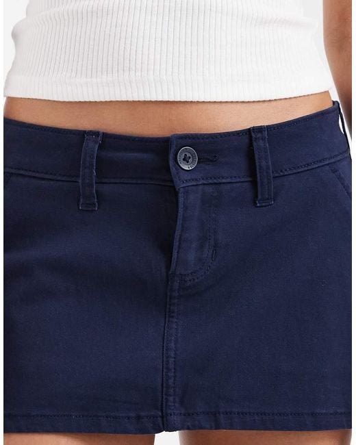 Hollister Blue Low Rise Twill Mini Skirt