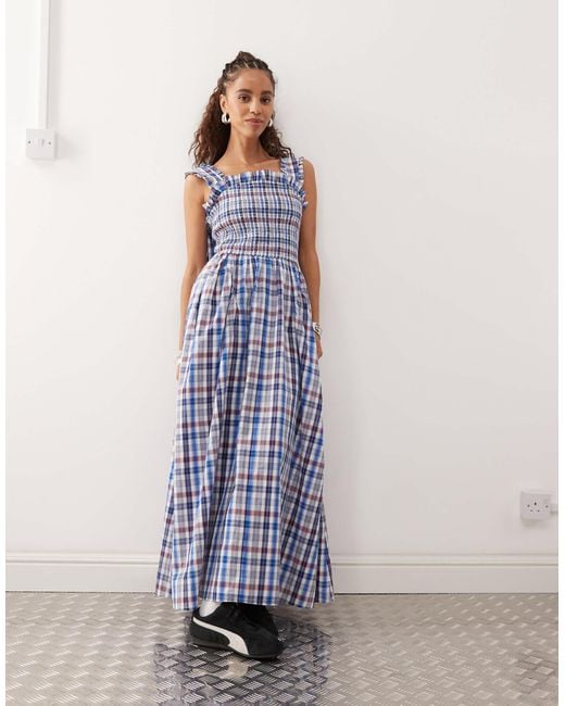 Collusion Blue Check Maxi Dress