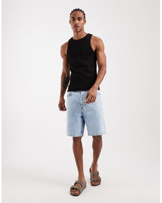ASOS Black Super Heavyweight Muscle Fit Vest With High Scoop for men