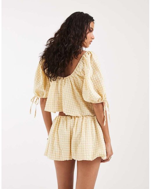 ASOS Natural Bubble Tie Side Shorts Co Ord